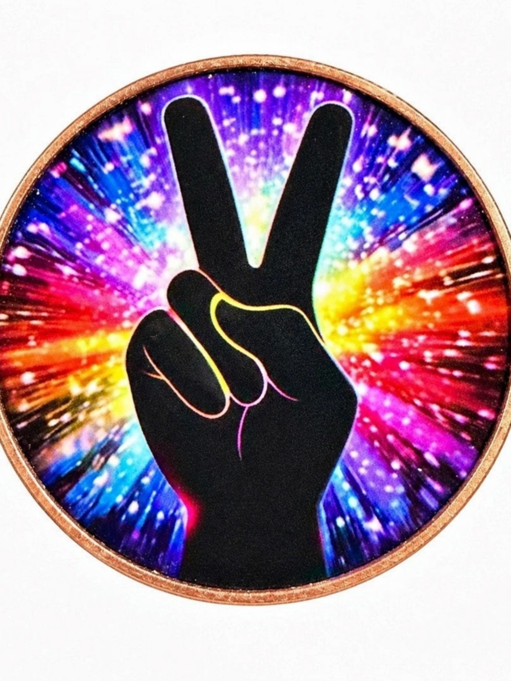 Peace Sign Cosmic Blast 1 AVDP Ounce.999 Fine Copper Round